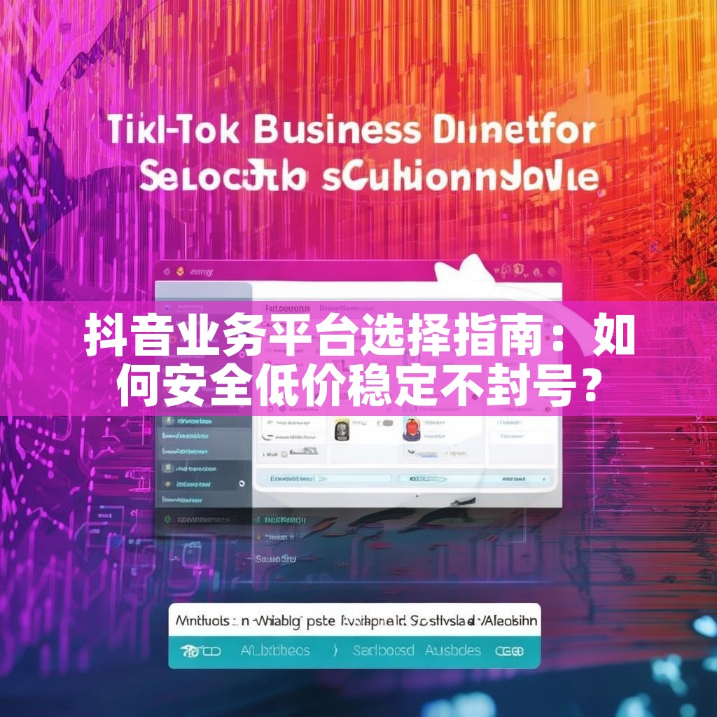 抖音业务平台选择指南：如何安全低价稳定不封号？