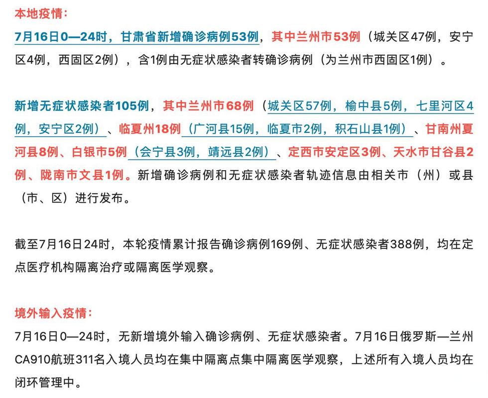 甘肃新增53例本土确诊病例及详情