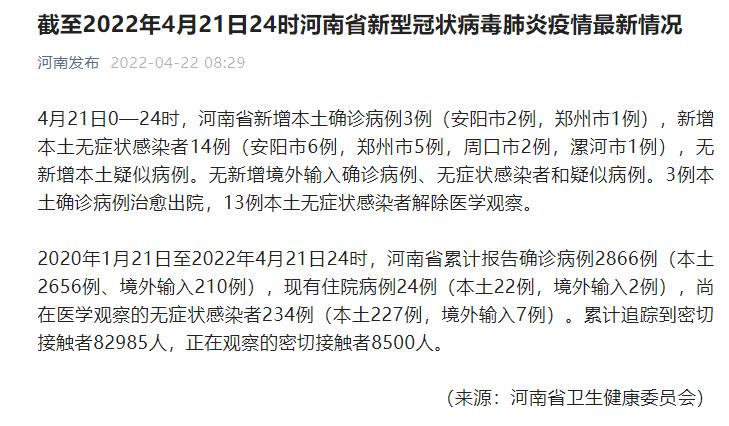 河南新增14例本土确诊详情通报，最新疫情数据查询