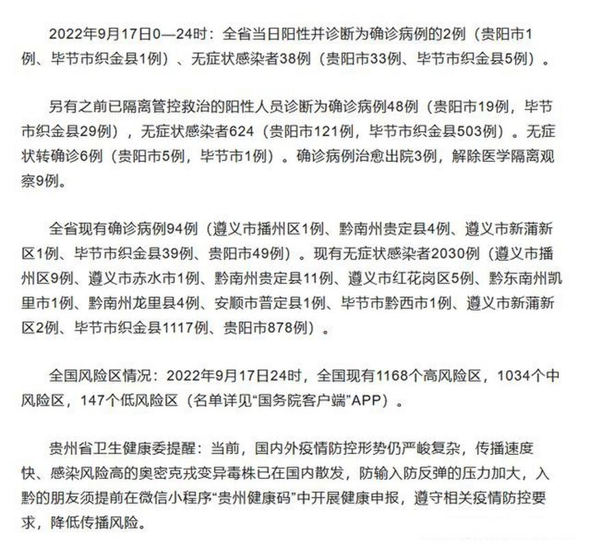 黔南州织金县等地新增阳性病例调查处置情况通报